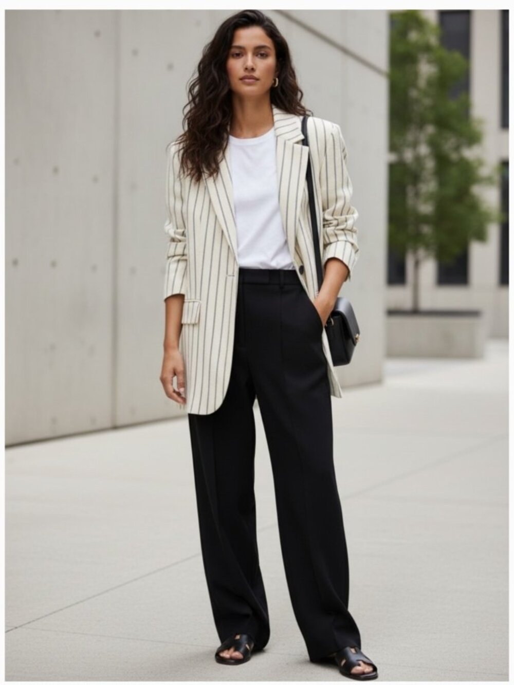 Zara white & black pinstripe blazer S NWT